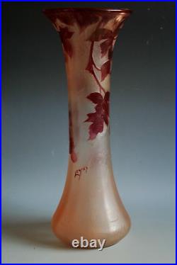 Ancien Vase En Verre Gravé À L'acide Legras