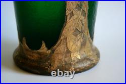 Ancien Vase En Verre Gravé À L'acide Legras St Denis 46 CM