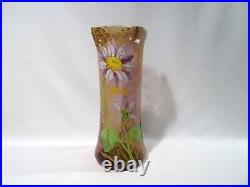 Ancien Vase En Verre Souffle Emaille Fleur Et Muguet Legras Glasvase Vase Glass