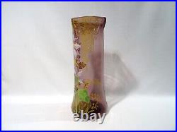 Ancien Vase En Verre Souffle Emaille Fleur Et Muguet Legras Glasvase Vase Glass