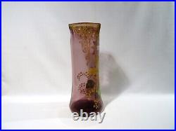 Ancien Vase En Verre Souffle Emaille Fleur Et Muguet Legras Glasvase Vase Glass