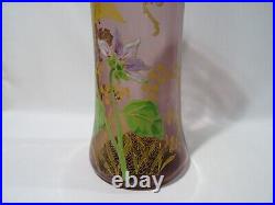 Ancien Vase En Verre Souffle Emaille Fleur Et Muguet Legras Glasvase Vase Glass