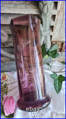 Ancien Vase En Verre Violet Legras Decor Emaille De Fleurs Pavots Art Nouveau