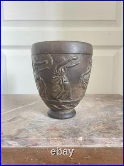 Ancien Vase Pot Signé George de Feure Antique Verre Moulé Pressé 14cm Ancien Vase Pot Signé George de Feure Antique Verre Moulé Pressé 14cm