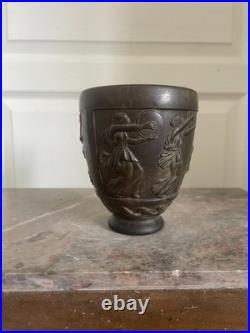 Ancien Vase Pot Signé George de Feure Antique Verre Moulé Pressé 14cm Ancien Vase Pot Signé George de Feure Antique Verre Moulé Pressé 14cm