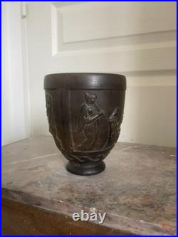 Ancien Vase Pot Signé George de Feure Antique Verre Moulé Pressé 14cm Ancien Vase Pot Signé George de Feure Antique Verre Moulé Pressé 14cm