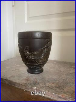 Ancien Vase Pot Signé George de Feure Antique Verre Moulé Pressé 14cm Ancien Vase Pot Signé George de Feure Antique Verre Moulé Pressé 14cm