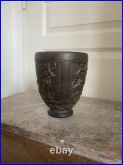 Ancien Vase Pot Signé George de Feure Antique Verre Moulé Pressé 14cm Ancien Vase Pot Signé George de Feure Antique Verre Moulé Pressé 14cm