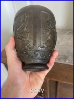 Ancien Vase Pot Signé George de Feure Antique Verre Moulé Pressé 14cm Ancien Vase Pot Signé George de Feure Antique Verre Moulé Pressé 14cm