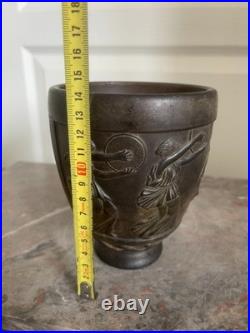 Ancien Vase Pot Signé George de Feure Antique Verre Moulé Pressé 14cm Ancien Vase Pot Signé George de Feure Antique Verre Moulé Pressé 14cm