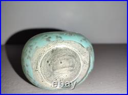 Ancien Vase Soliflore Pate de Verre Décor Relief en Etain Signé 1900