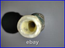 Ancien Vase Soliflore Pate de Verre Décor Relief en Etain Signé 1900