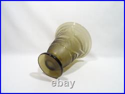 Ancien Vase Tulipe Schneider Art Deco Verre Fume Decor Geometrique