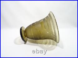 Ancien Vase Tulipe Schneider Art Deco Verre Fume Decor Geometrique