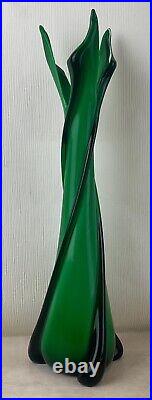 Ancien XXème magnifique vase en cristal vert Murano