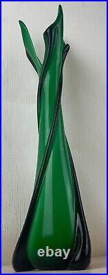 Ancien XXème magnifique vase en cristal vert Murano