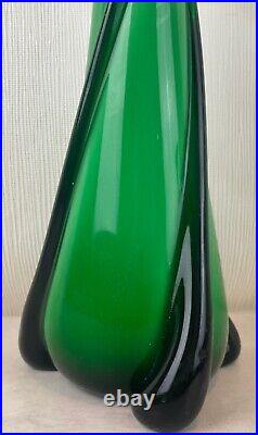 Ancien XXème magnifique vase en cristal vert Murano