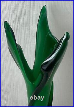 Ancien XXème magnifique vase en cristal vert Murano