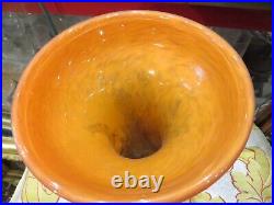 Ancien grand vase en pate de verre muller freres epoque vers 1900 orange