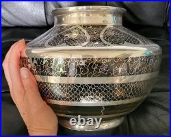Ancien lourd -3kg grand Vase Saint Graal France décor argent cour frise balustre