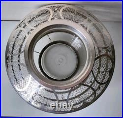 Ancien lourd -3kg grand Vase Saint Graal France décor argent cour frise balustre