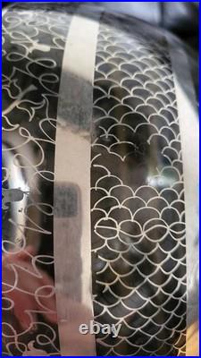 Ancien lourd -3kg grand Vase Saint Graal France décor argent cour frise balustre