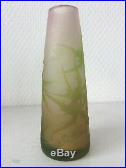 Ancien petit vase vase Gallé aux chardons authentique