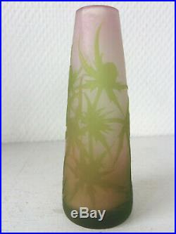 Ancien petit vase vase Gallé aux chardons authentique