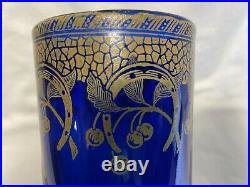 Ancien vase LEGRAS, décor émaillé, fleurs de magnolia, Art Nouveau