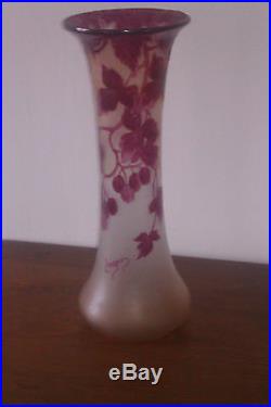 Ancien vase Legras dégagé à l'acide Modèle RUBIS