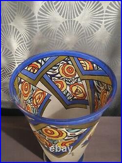 Ancien vase art deco LEUNE en verre EN PARFAIT ETAT! 27cm H modèle rare! 1925