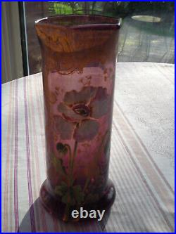 Ancien vase émaillé type Legras jolie couleur violine