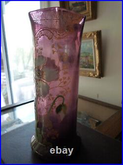 Ancien vase émaillé type Legras jolie couleur violine