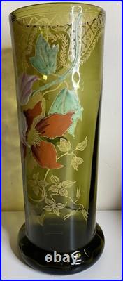 Ancien vase émaillée de Legras aux Clématites vers 1900 parfait état