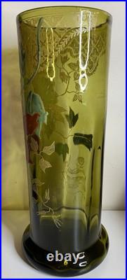 Ancien vase émaillée de Legras aux Clématites vers 1900 parfait état