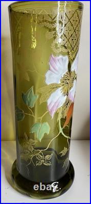 Ancien vase émaillée de Legras aux Clématites vers 1900 parfait état