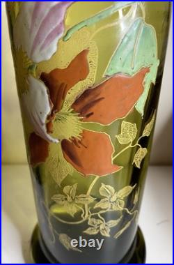 Ancien vase émaillée de Legras aux Clématites vers 1900 parfait état