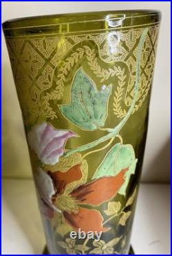 Ancien vase émaillée de Legras aux Clématites vers 1900 parfait état