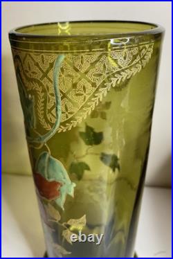 Ancien vase émaillée de Legras aux Clématites vers 1900 parfait état