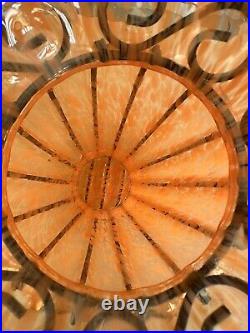 Ancien vase en verre et fer forgé motif Clichy MITRANI Deco vintage