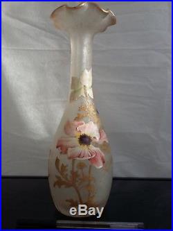 Ancien vase, pâte de verre, émaillé, style MONTJOYE LEGRAS, Art Nouveau