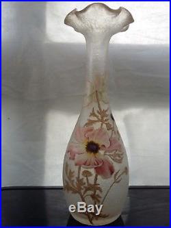 Ancien vase, pâte de verre, émaillé, style MONTJOYE LEGRAS, Art Nouveau