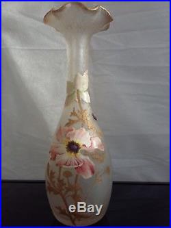 Ancien vase, pâte de verre, émaillé, style MONTJOYE LEGRAS, Art Nouveau