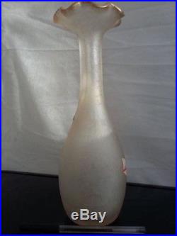 Ancien vase, pâte de verre, émaillé, style MONTJOYE LEGRAS, Art Nouveau