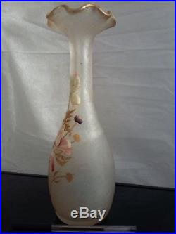 Ancien vase, pâte de verre, émaillé, style MONTJOYE LEGRAS, Art Nouveau