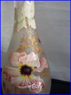 Ancien vase, pâte de verre, émaillé, style MONTJOYE LEGRAS, Art Nouveau