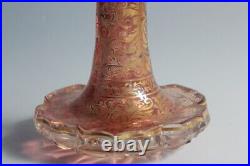 Ancien vase soliflore cristal taillé doré Bohème (59893)