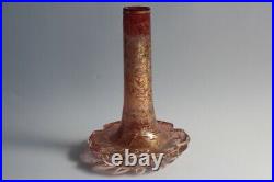 Ancien vase soliflore cristal taillé doré Bohème (59893)