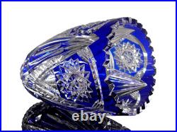 Ancienne Grand Vase En Cristal Double Couche Couleur Bleu Taille Bohème 25cm