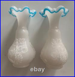 Ancienne Paire De Vases En Opaline Napoleon III Baccarat